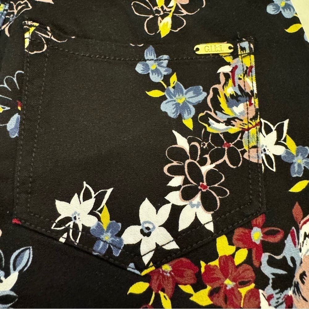 GILI Dual Stretch Colored Denim Ankle Jeggings Jeans Black Floral Size 2 NEW - Picture 10 of 11